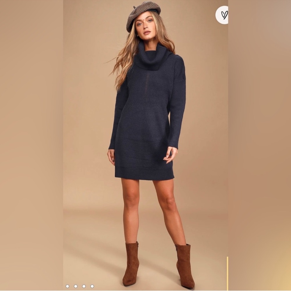 Lulu's Tea Reader Navy Blue Sweater Dress